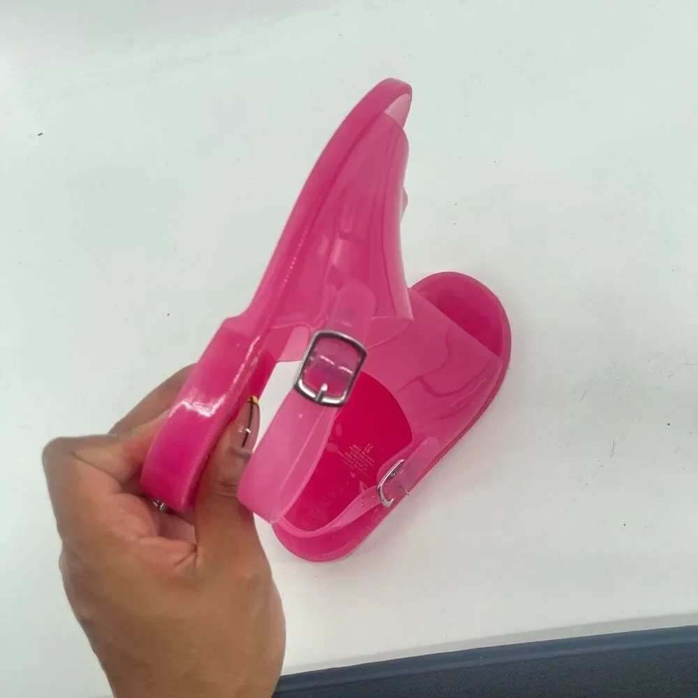 Old Navy Girls Pink Jelly Sandals Size 12 – Wide Strap Buckle Style